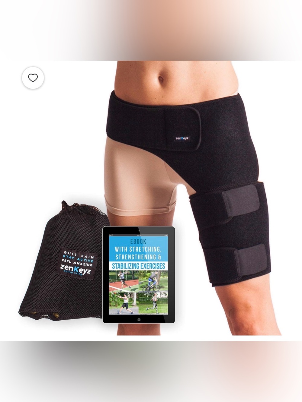ZENKEYZ, Groin Support and Hip Brace for Men & Women, Black, Non-Slip Design, 1